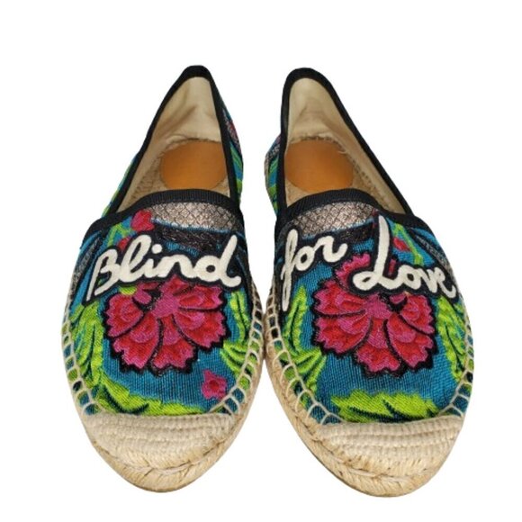 Gucci Pilar Blind For Love Embroidered Espadrille Slip On Flats - Picture 2 of 6